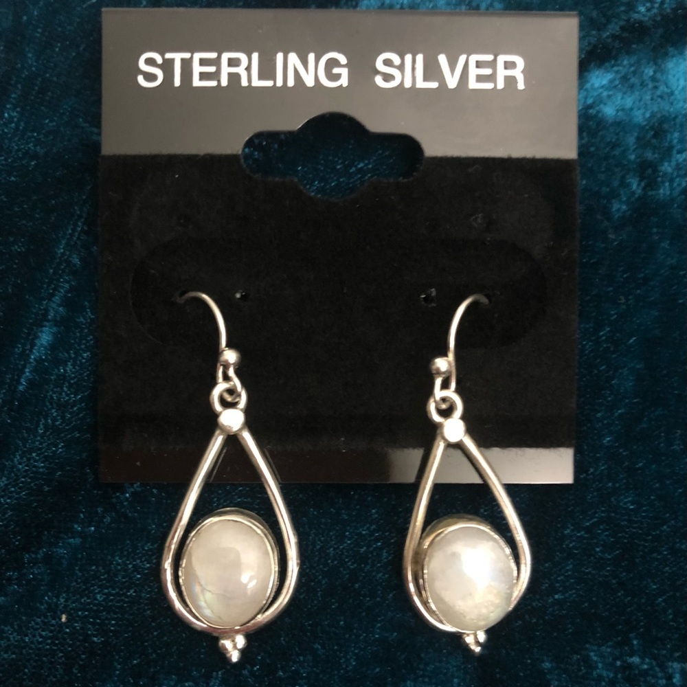 Moonstone & Sterling Silver French Hook Earrings NWT